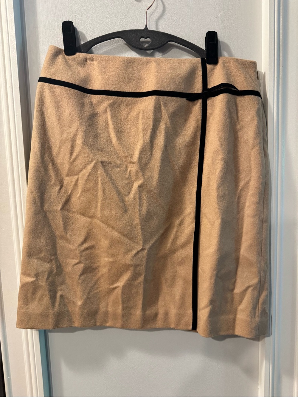 LOFT Beige Mini Skirt with Black Piping